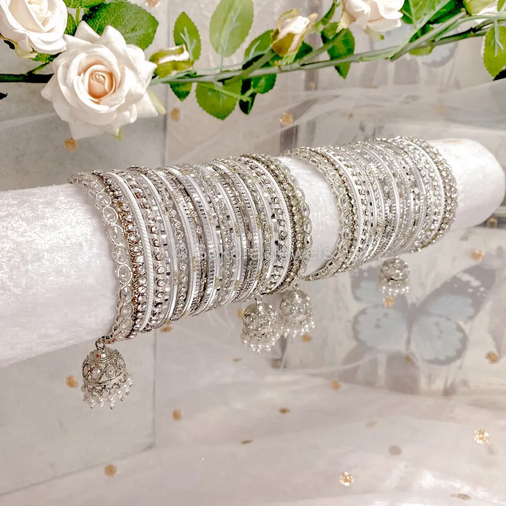 Gleaming Silver Bangle stack