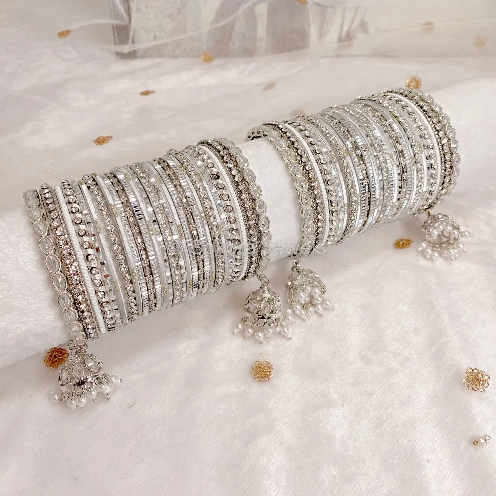Gleaming Silver Bangle stack