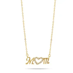 GOLD 0.5"INCH CRYSTAL MOM PENDANT NECKLACE #HNN15528GD