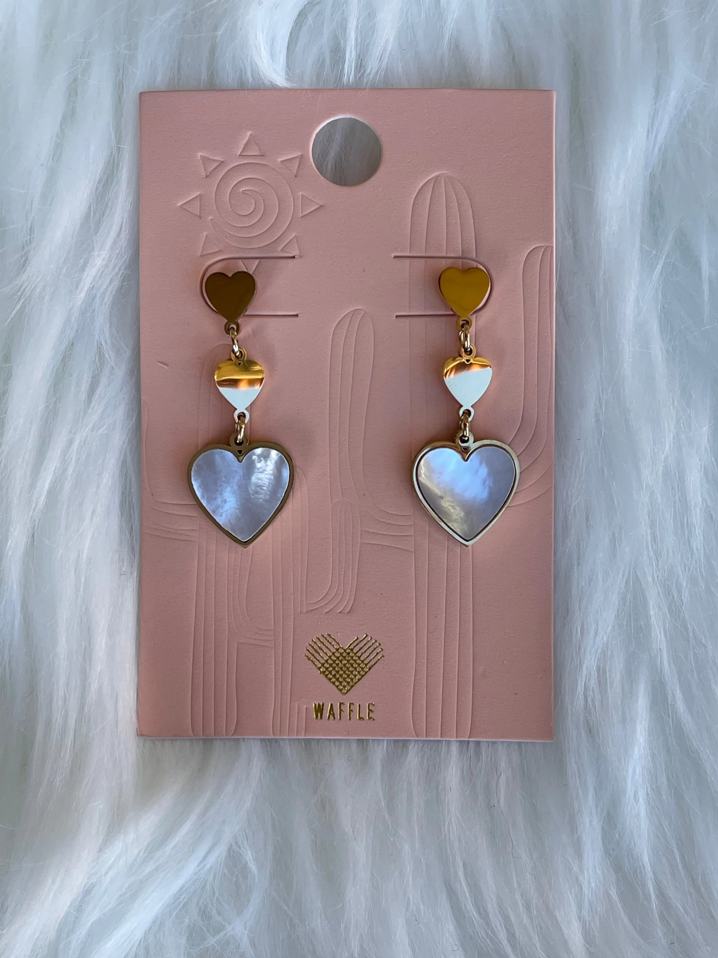 Gold Layered Hearts w/Mother of Pearl Heart Earrings