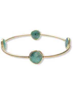 Gold Stone Tube Bangle- Raw Emerald