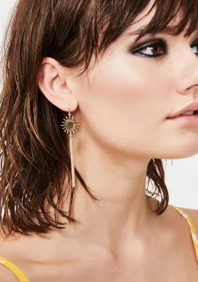 Golden Sunburst Bling Drop Earrings