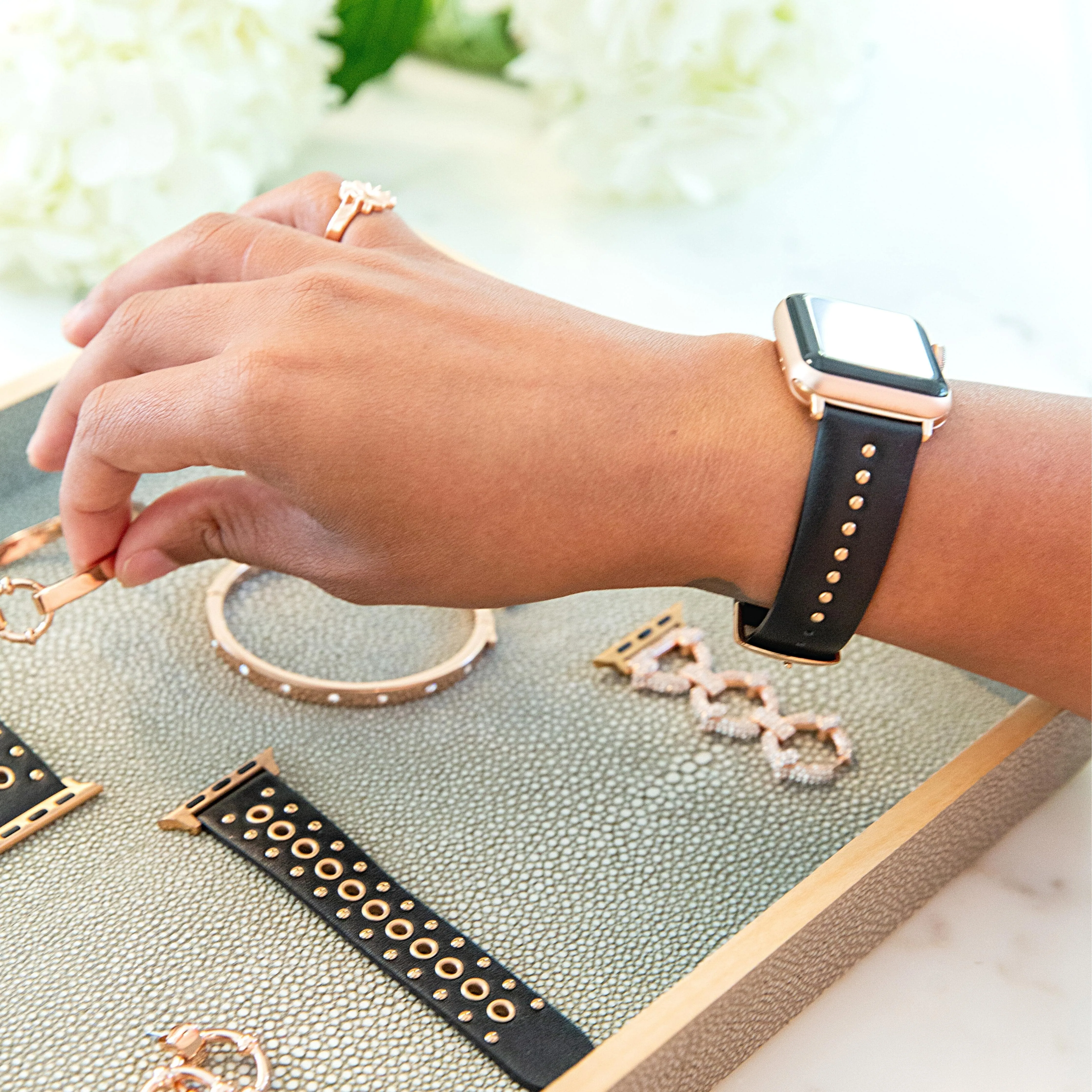 Goldenerre Black Stud Band for the Apple Watch