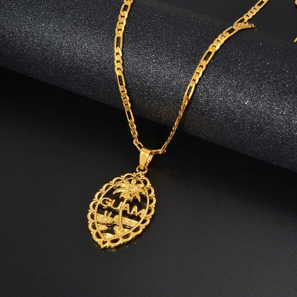 Guam Flag Pendant Necklaces