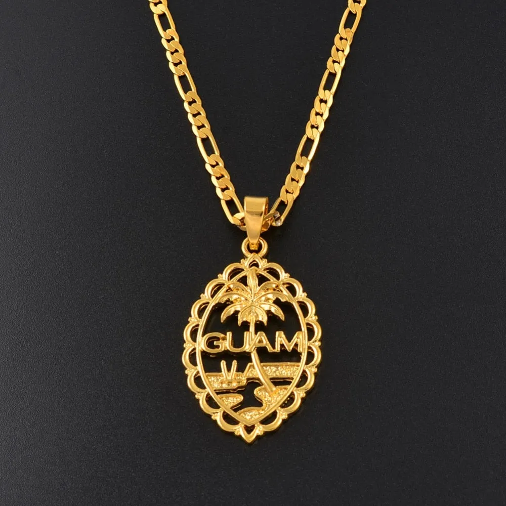 Guam Flag Pendant Necklaces