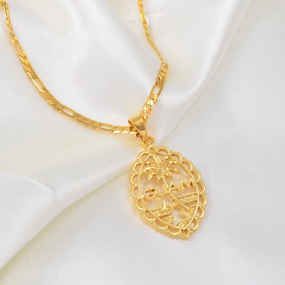 Guam Flag Pendant Necklaces