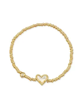 Kendra Scott Ari Heart Stretch Bracelet in Gold Mother of Pearl