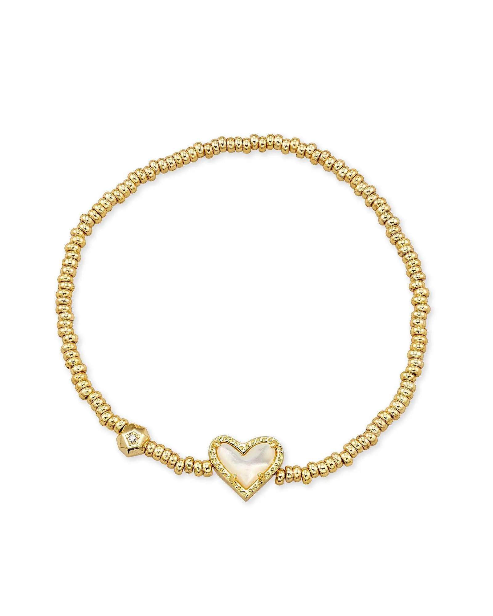 Kendra Scott Ari Heart Stretch Bracelet in Gold Mother of Pearl