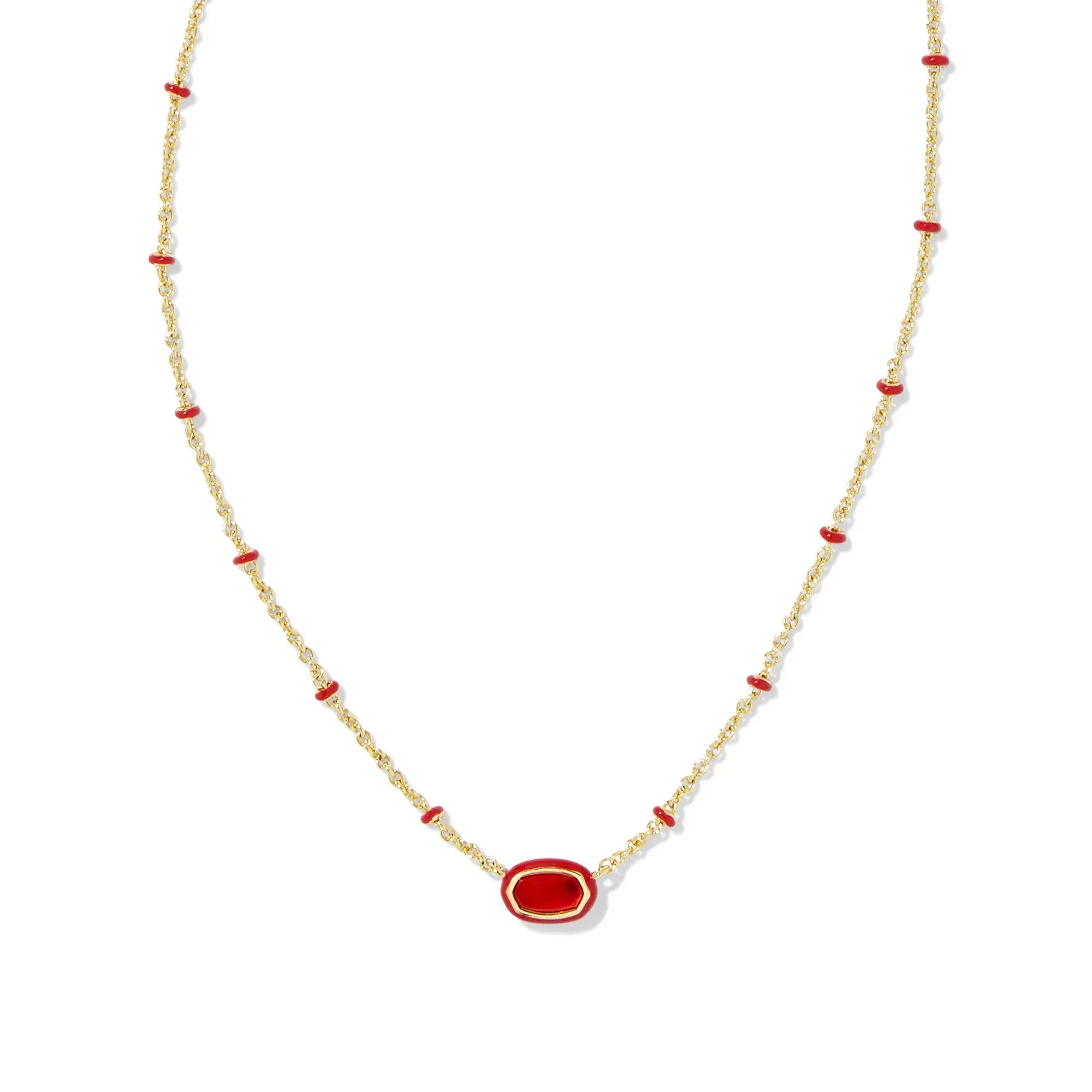 Kendra Scott Mini Elisa Enamel Frame Short Pendant Necklace in Red Illusion