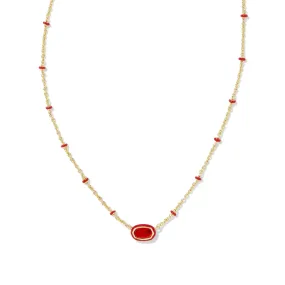 Kendra Scott Mini Elisa Enamel Frame Short Pendant Necklace in Red Illusion