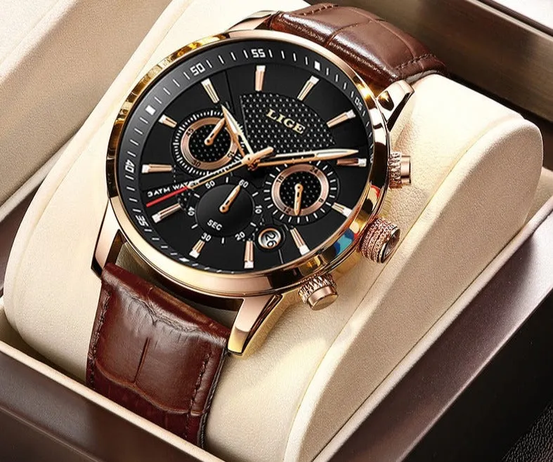 Luxury Clock Casual Leather Watches fOR Men's