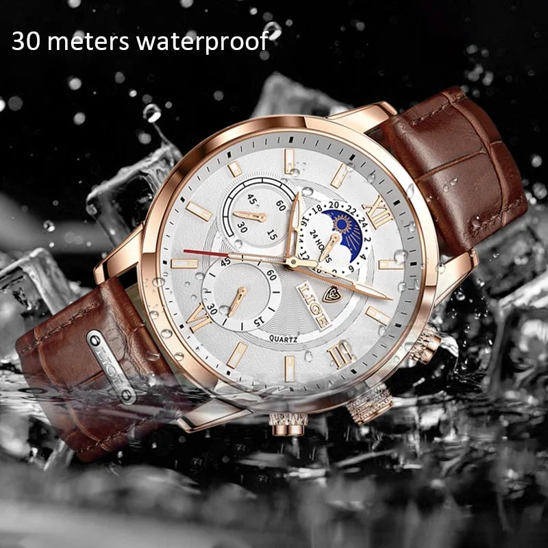 Luxury Clock Casual Leather Watches fOR Men's