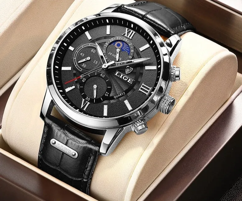 Luxury Clock Casual Leather Watches fOR Men's