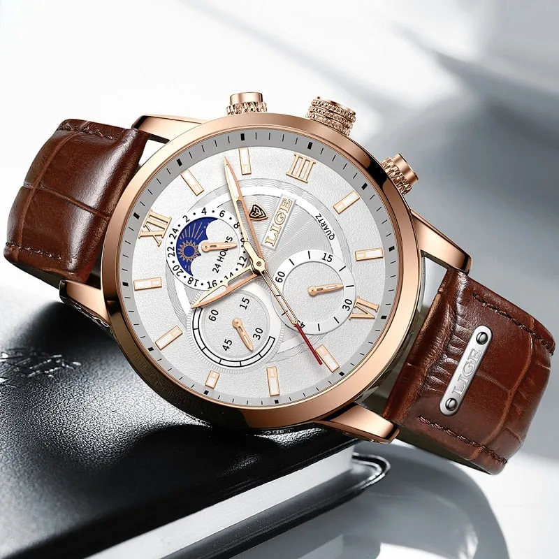 Luxury Clock Casual Leather Watches fOR Men's