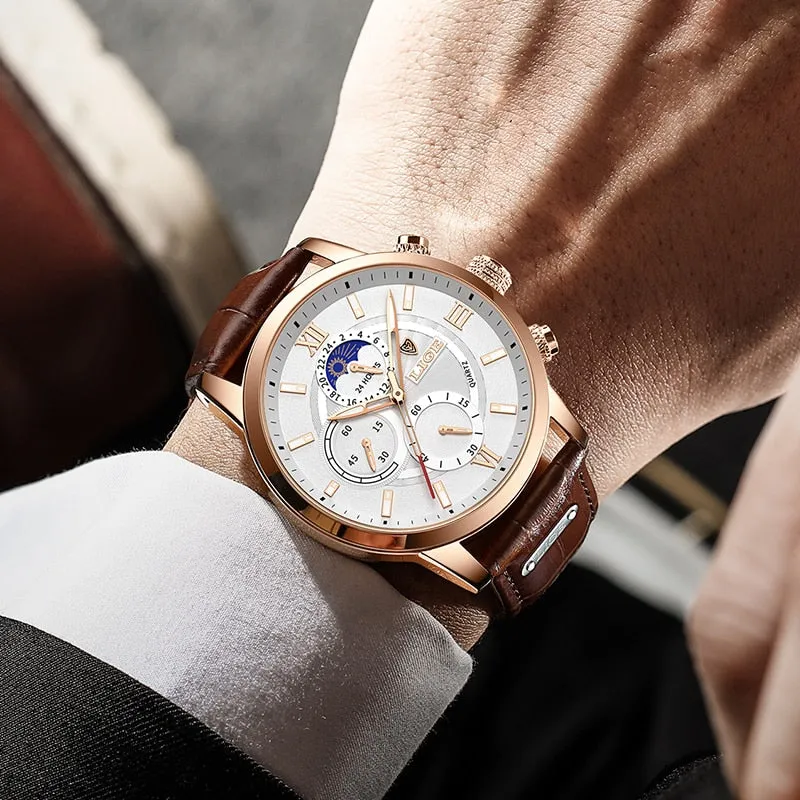 Luxury Clock Casual Leather Watches fOR Men's