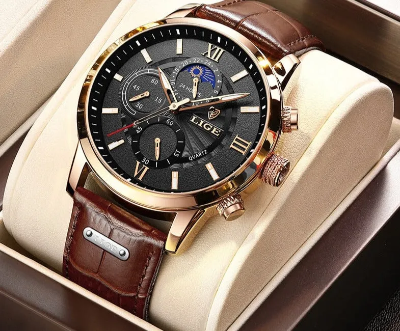 Luxury Clock Casual Leather Watches fOR Men's