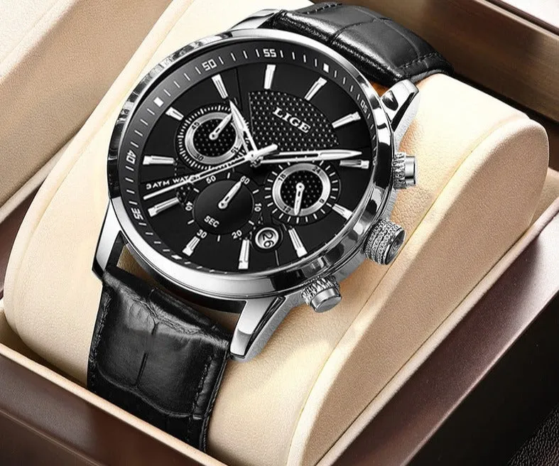 Luxury Clock Casual Leather Watches fOR Men's