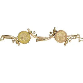 Matched Pair of Victorian Bracelets with Four Leaf Clover Motif