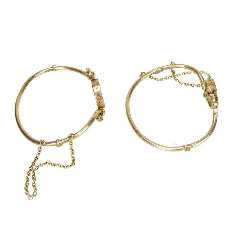Matched Pair of Victorian Bracelets with Four Leaf Clover Motif