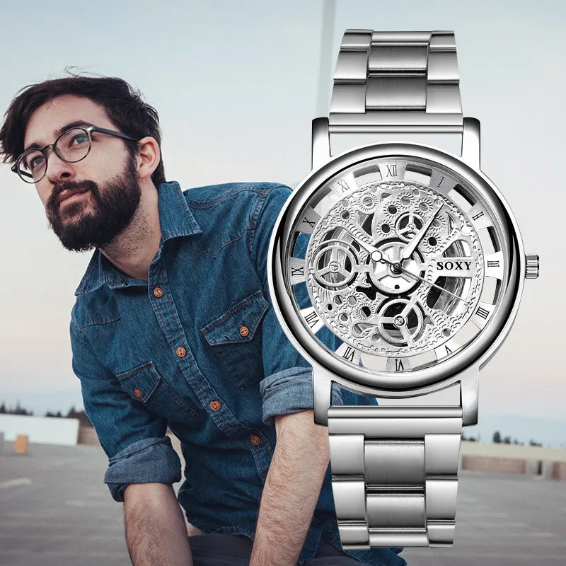 Men's Luxury Skeleton Stainless Steel Wrist Watch