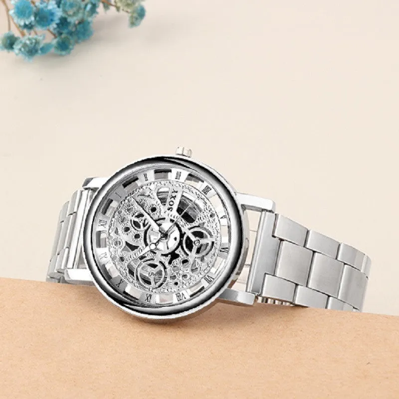 Men's Luxury Skeleton Stainless Steel Wrist Watch