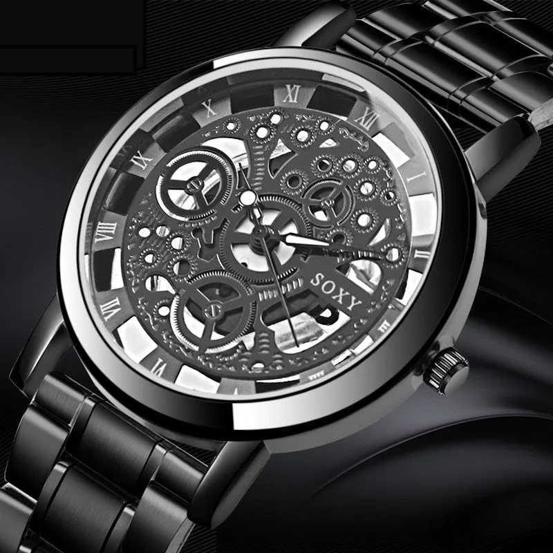 Men's Luxury Skeleton Stainless Steel Wrist Watch