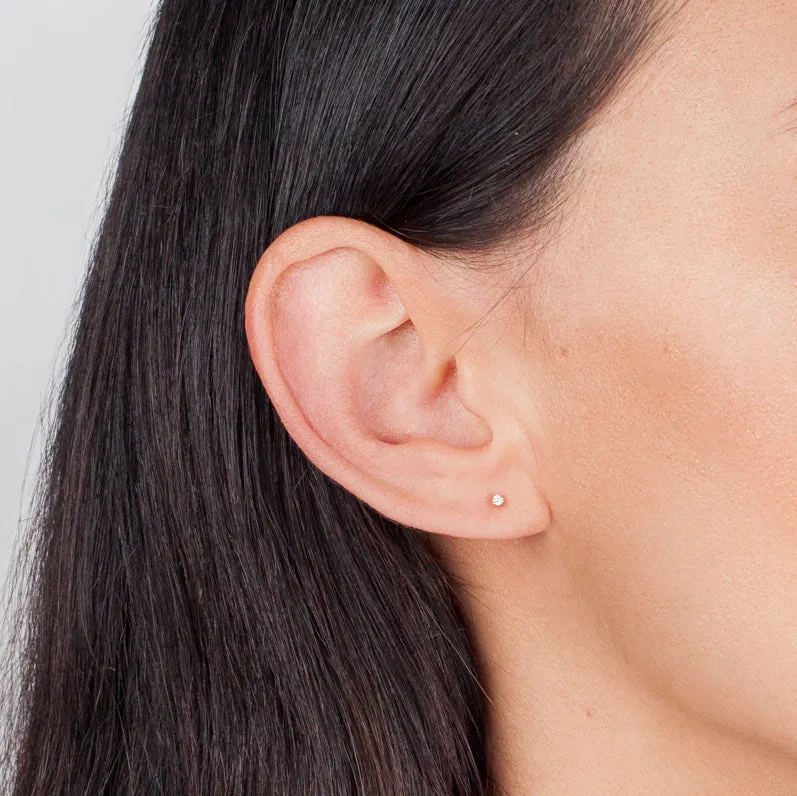 Mini 3 Prong Diamond Stud Earrings