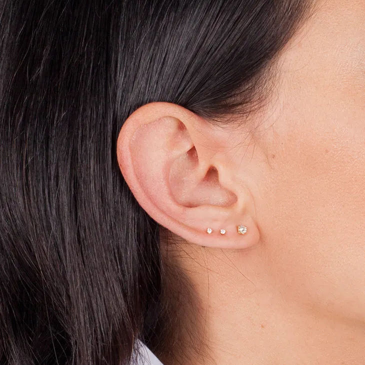 Mini 3 Prong Diamond Stud Earrings