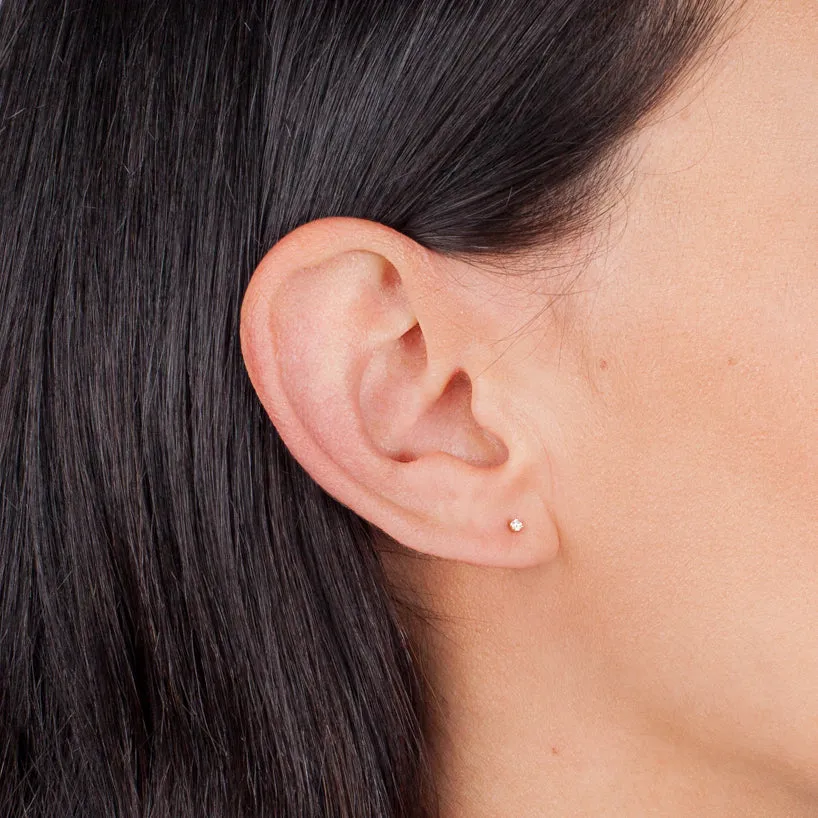 Mini 3 Prong Diamond Stud Earrings