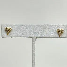 Mini Elongated Pave Heart Earrings