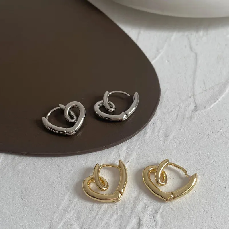 Minimalist Twisted Heart Geometric Earrings