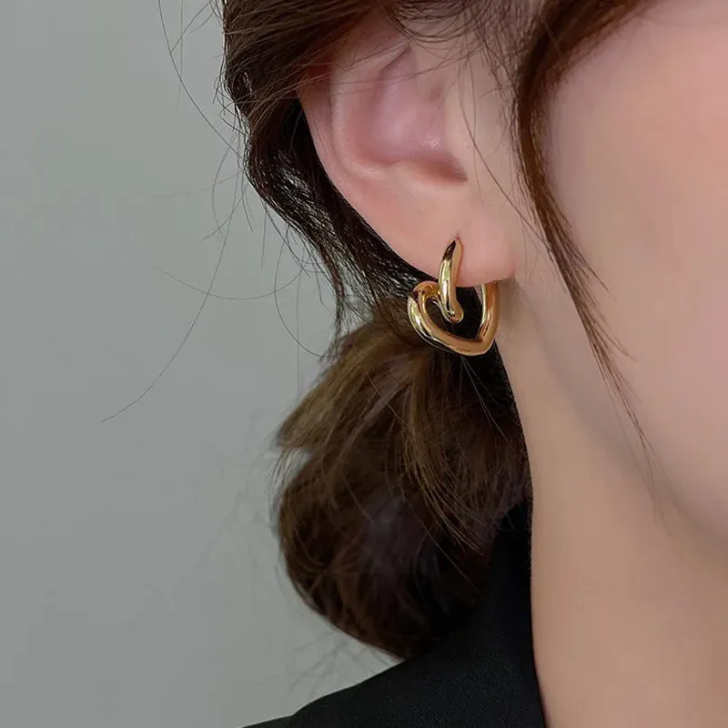 Minimalist Twisted Heart Geometric Earrings