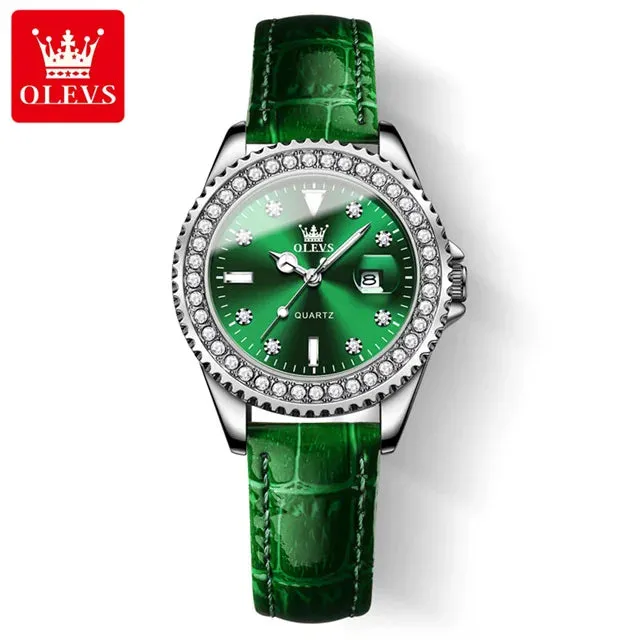 OLEVS Original Diamond Dial Quartz Watch for Women: Fashionable and Elegant Ladies' Stainless Steel Waterproof Wristwatch