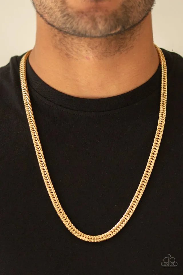 Paparazzi Necklace ~ Knockout King - Gold