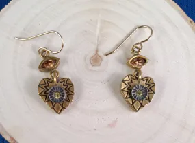 Patricia Locke Signed Antique Gold-tone Heart Earrings – Retired - Rare