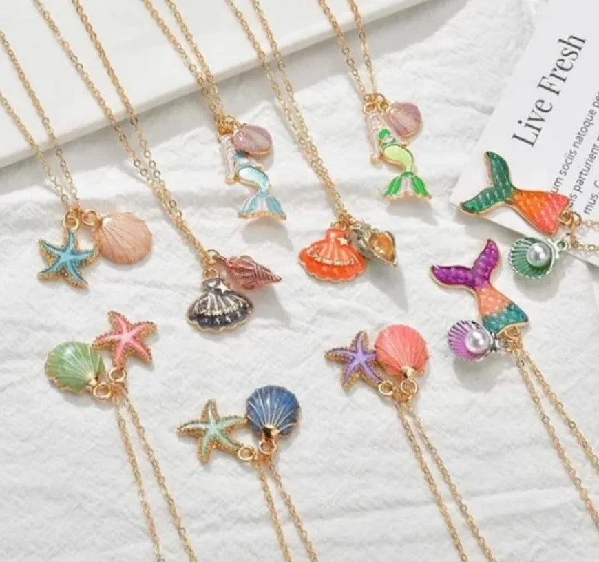 Pretty Kids Necklaces - Mermaid, Shell, Starfish