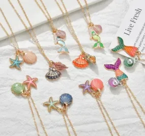 Pretty Kids Necklaces - Mermaid, Shell, Starfish