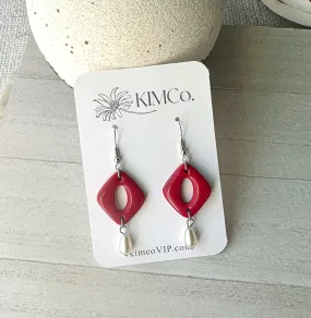 Red Diamond Cutout Polymer Clay Earrings