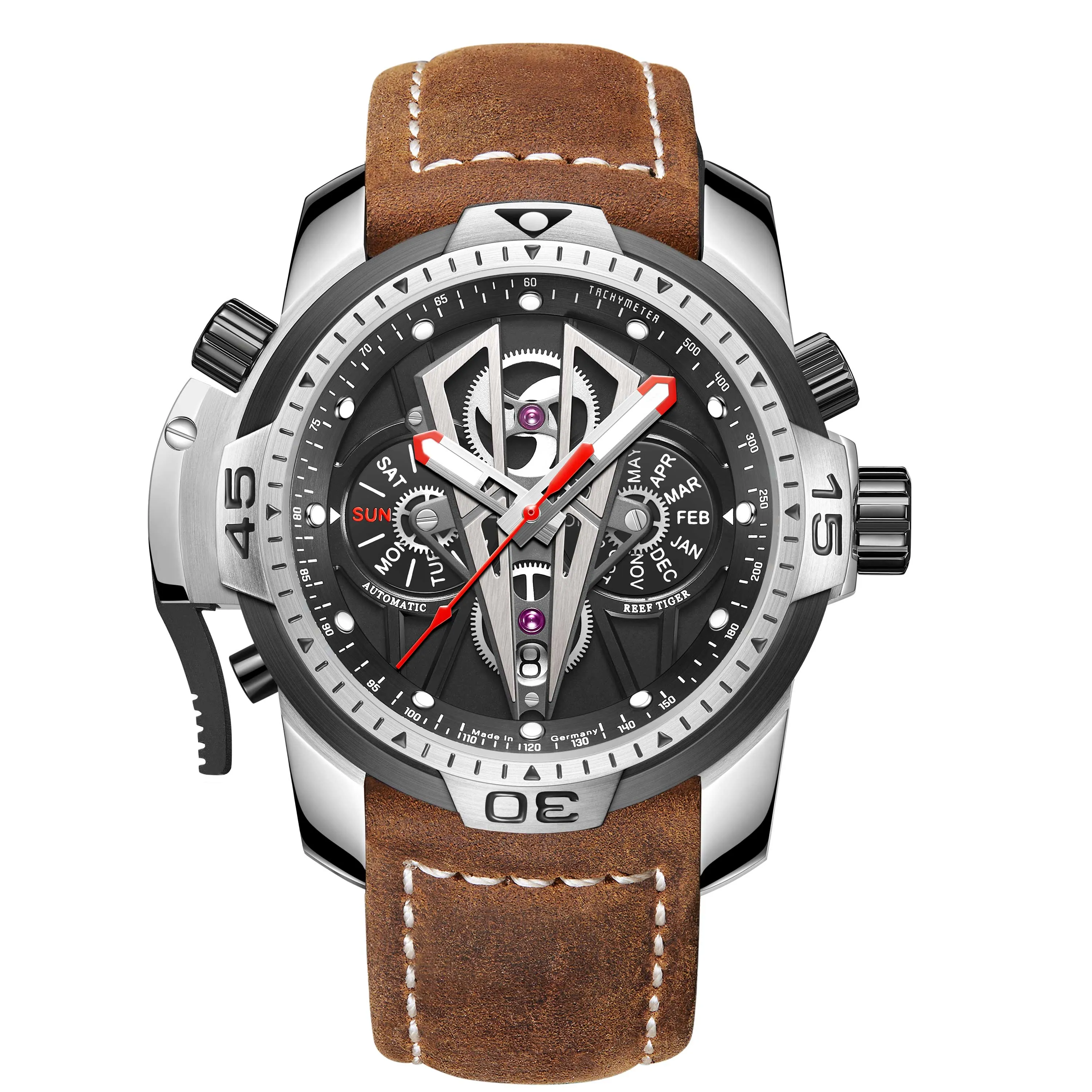 Reef Tiger/RT Fashion Automatic Mechanical Luxury Brand Rose Gold Watch Men Sapphire Waterproof Men&#39;s Clock Male Watch RGA3591
