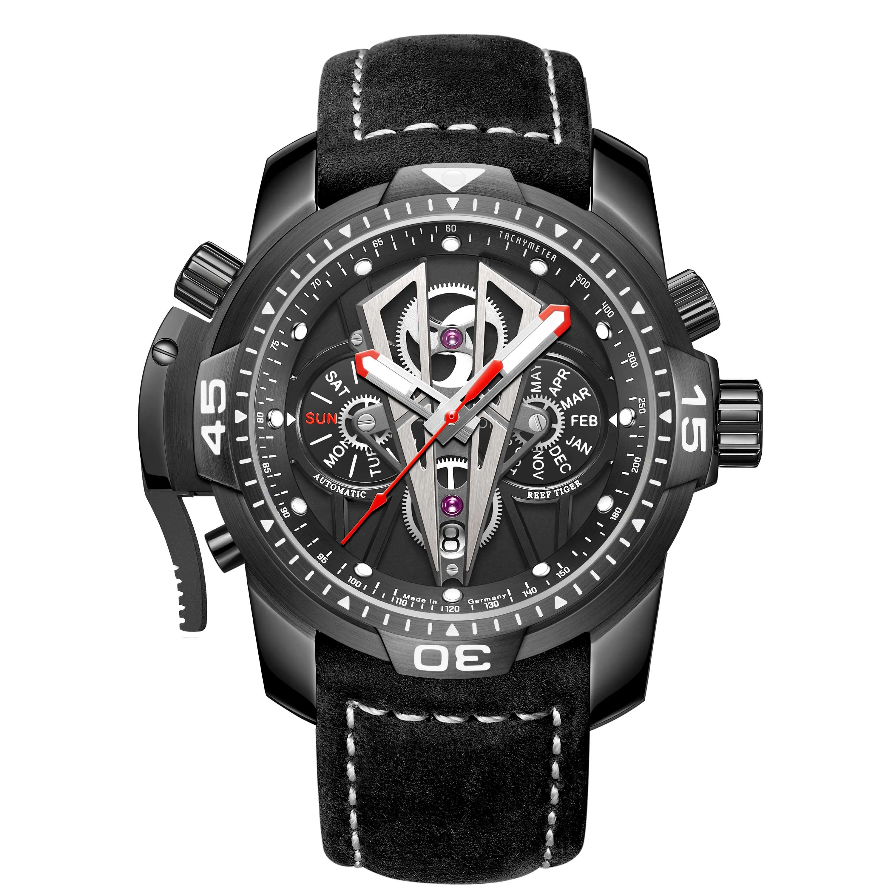 Reef Tiger/RT Fashion Automatic Mechanical Luxury Brand Rose Gold Watch Men Sapphire Waterproof Men&#39;s Clock Male Watch RGA3591