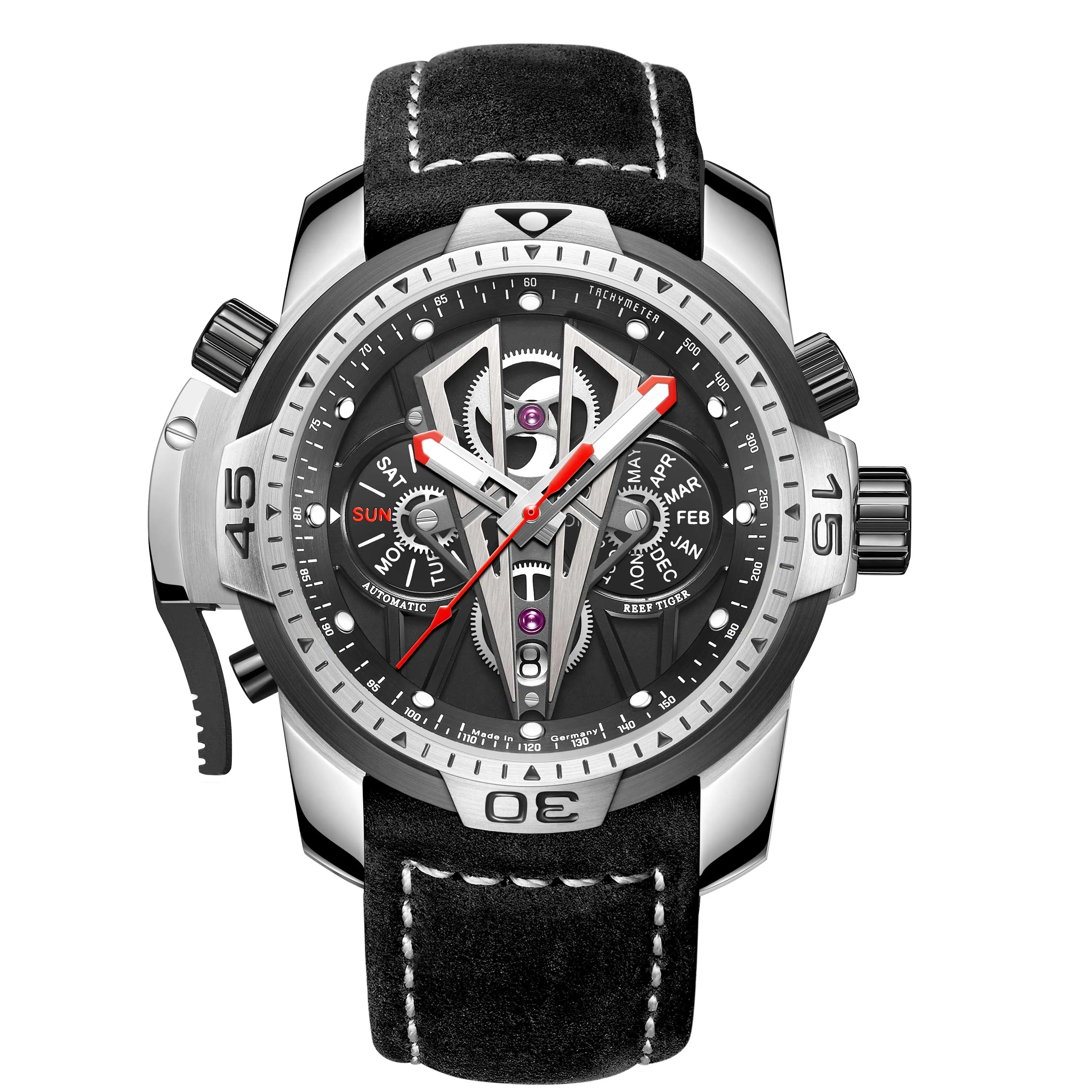 Reef Tiger/RT Fashion Automatic Mechanical Luxury Brand Rose Gold Watch Men Sapphire Waterproof Men&#39;s Clock Male Watch RGA3591