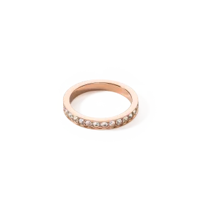 Ring stainless steel & crystals slim rose gold crystal