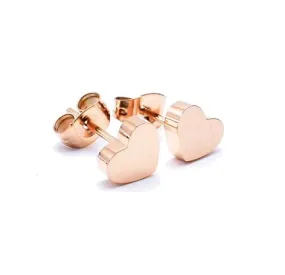 Rose gold heart stud earrings