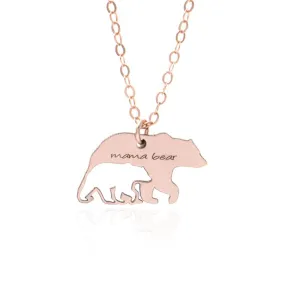 Rose Gold Mama Bear Necklace