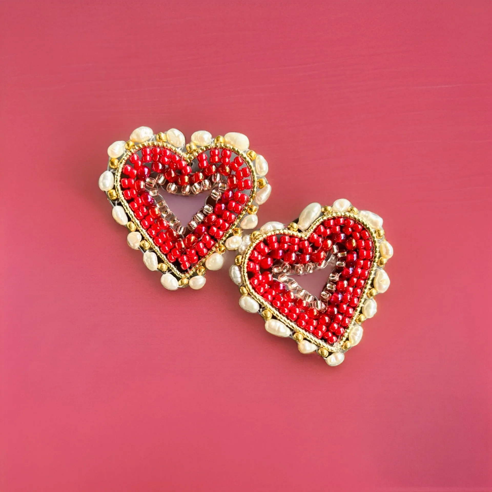 Rouge Pearl Post Earrings