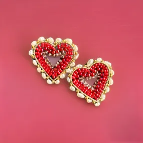 Rouge Pearl Post Earrings