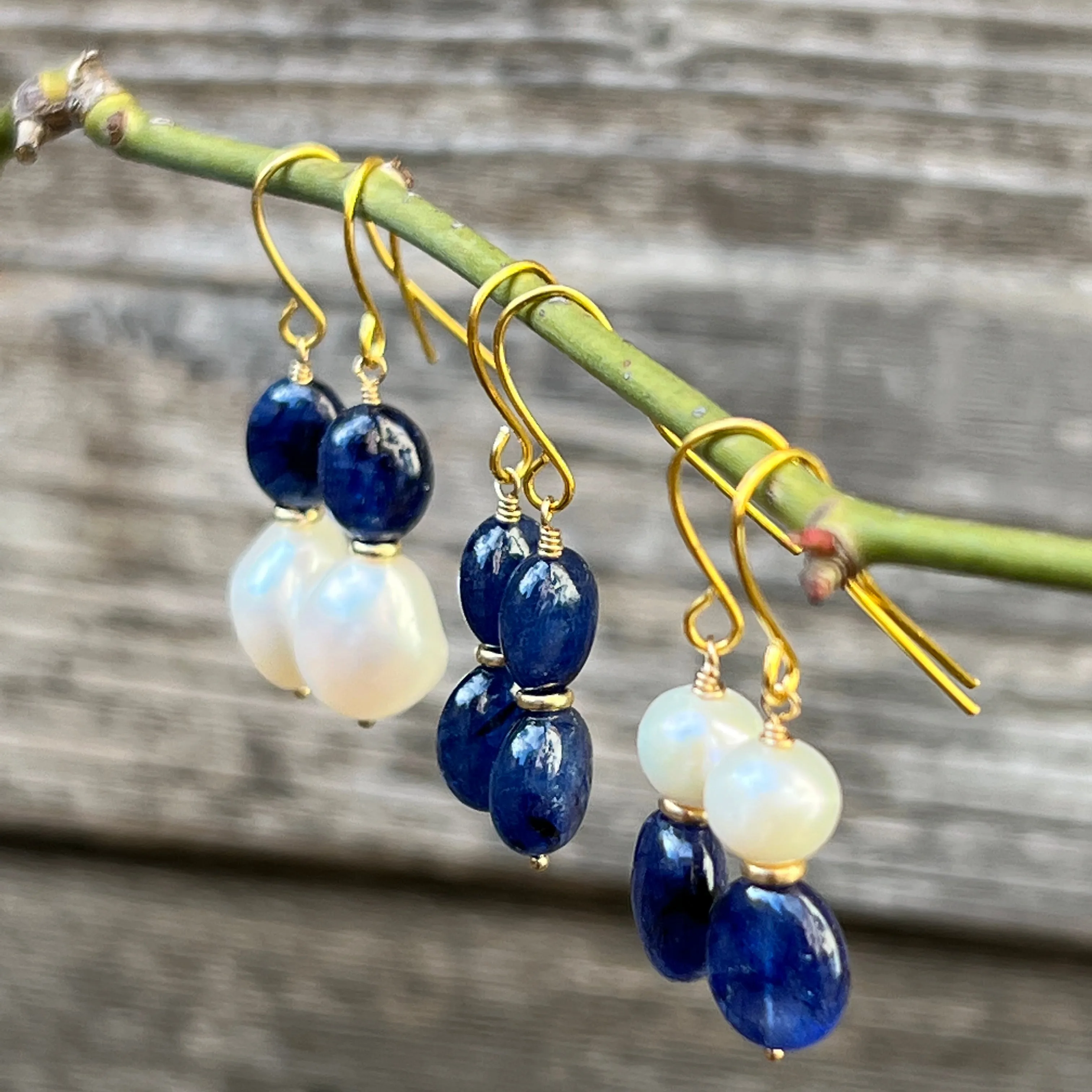 Sapphire Double Drop Blue Moon Earrings