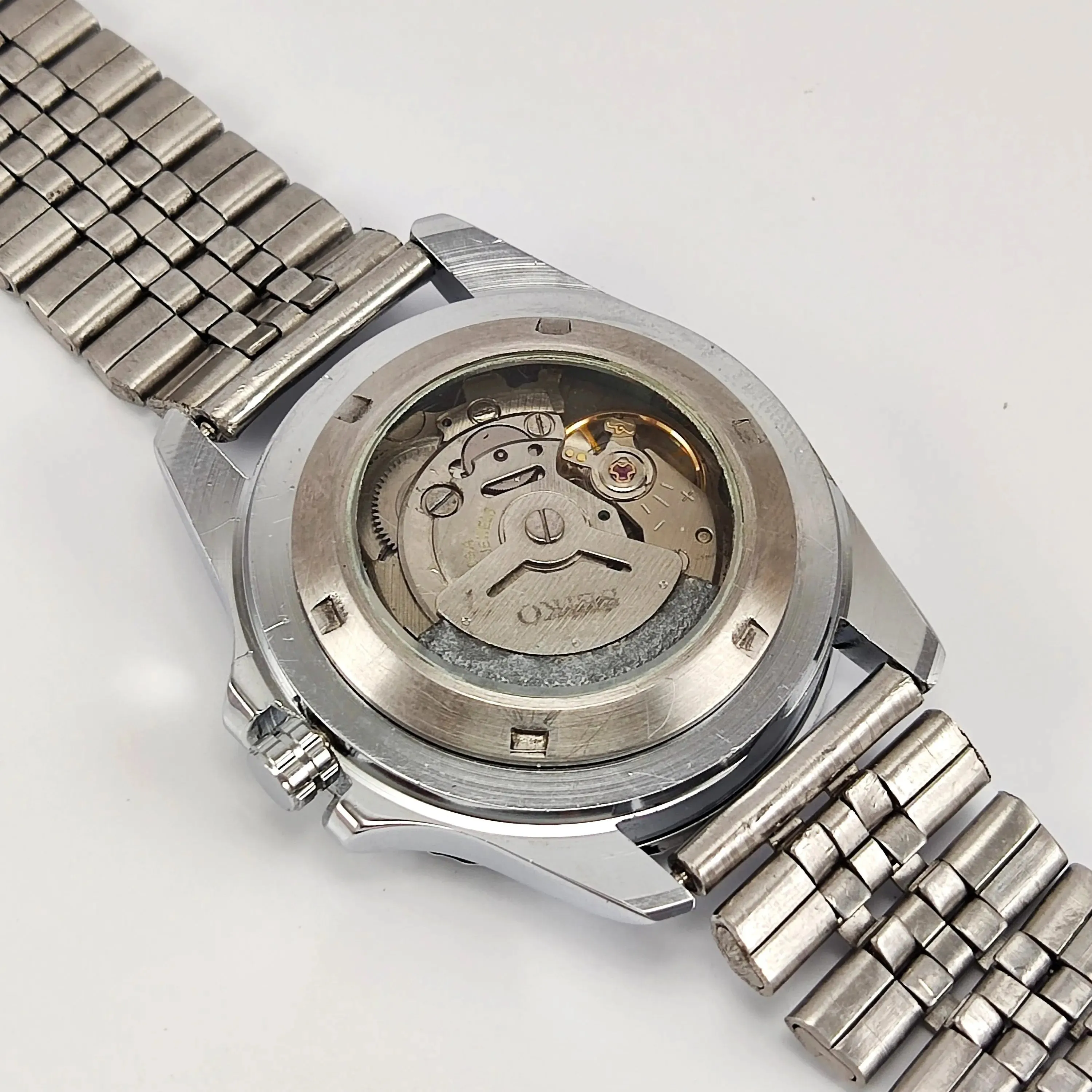Seiko 5 6309 Automatic White Dial 17 Jewels Transparent Back Men's Wrist Watch