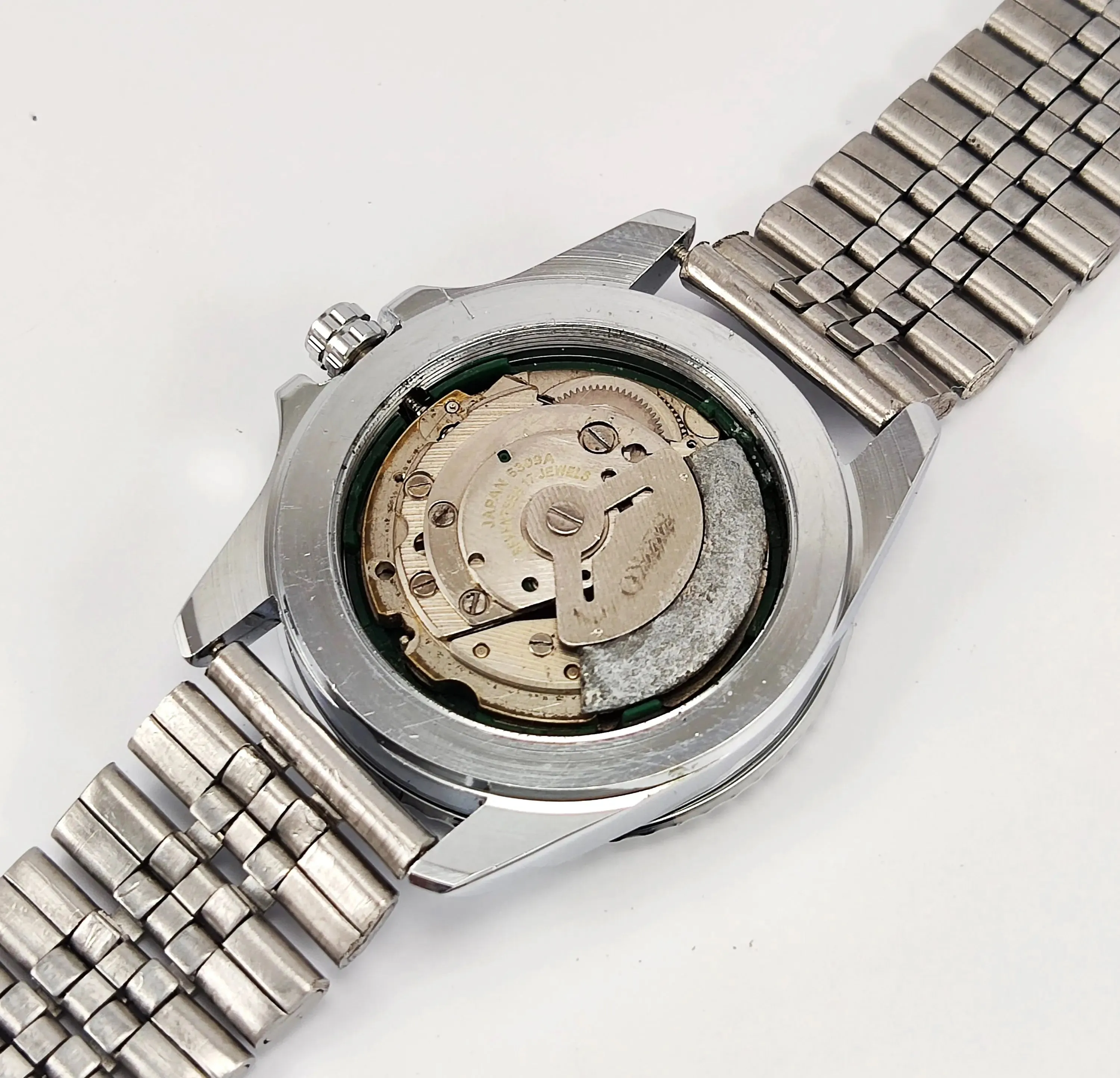 Seiko 5 6309 Automatic White Dial 17 Jewels Transparent Back Men's Wrist Watch
