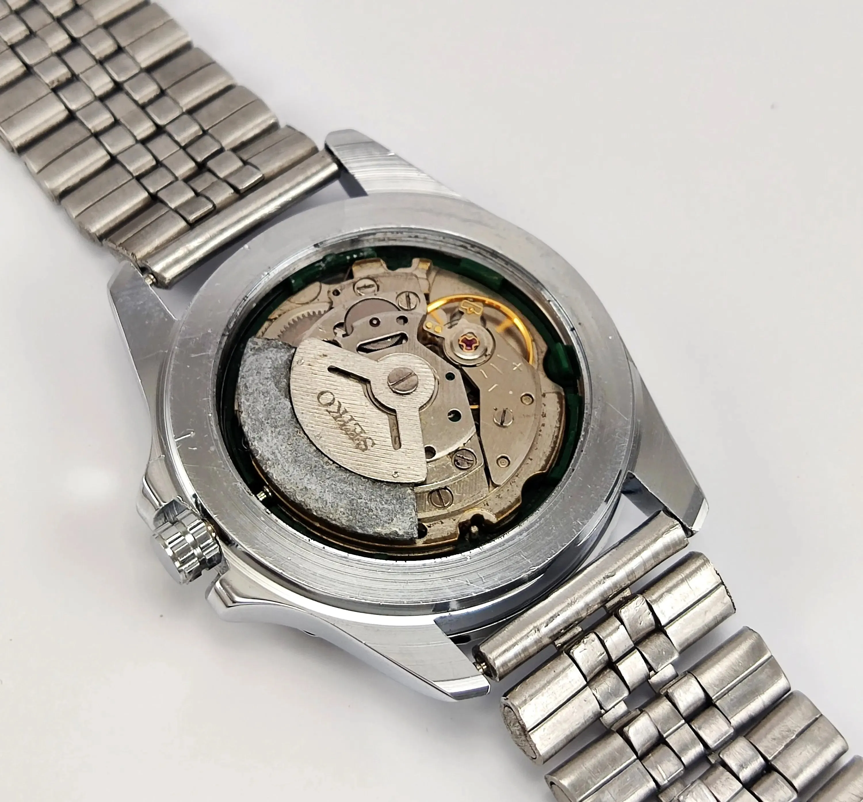 Seiko 5 6309 Automatic White Dial 17 Jewels Transparent Back Men's Wrist Watch